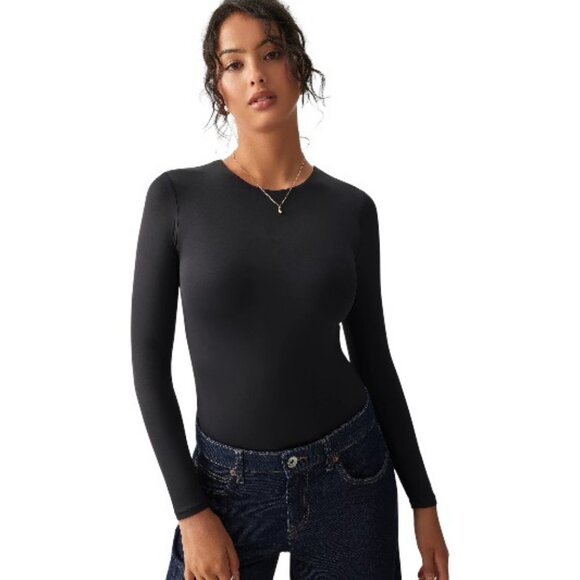 Ardene black contour long sleeve thong bodysuit size M - Picture 2 of 6